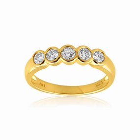 18ct Yellow Gold Ring With 1/2 Carat Of Bezel Set Diamonds