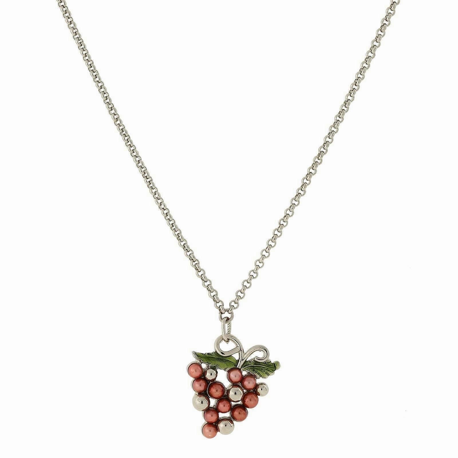 1928 Jewelry Winery Purple Grapes Pendant Necklace 16"   3" Extender