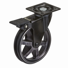 4" D Aluminum Single Wheel Design Caster Swivel with Brake with Plate Rustic Iron
