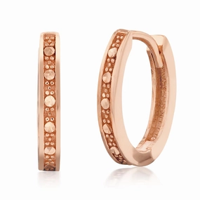 9ct Rose Gold Textured Diamond Cut Huggies Earrings