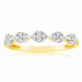 9ct Yellow Gold 1/4 Carat Luminesce Lab Grown Diamond Dress Ring