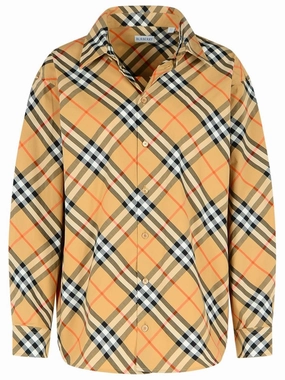 'Check' Beige Cotton Shirt