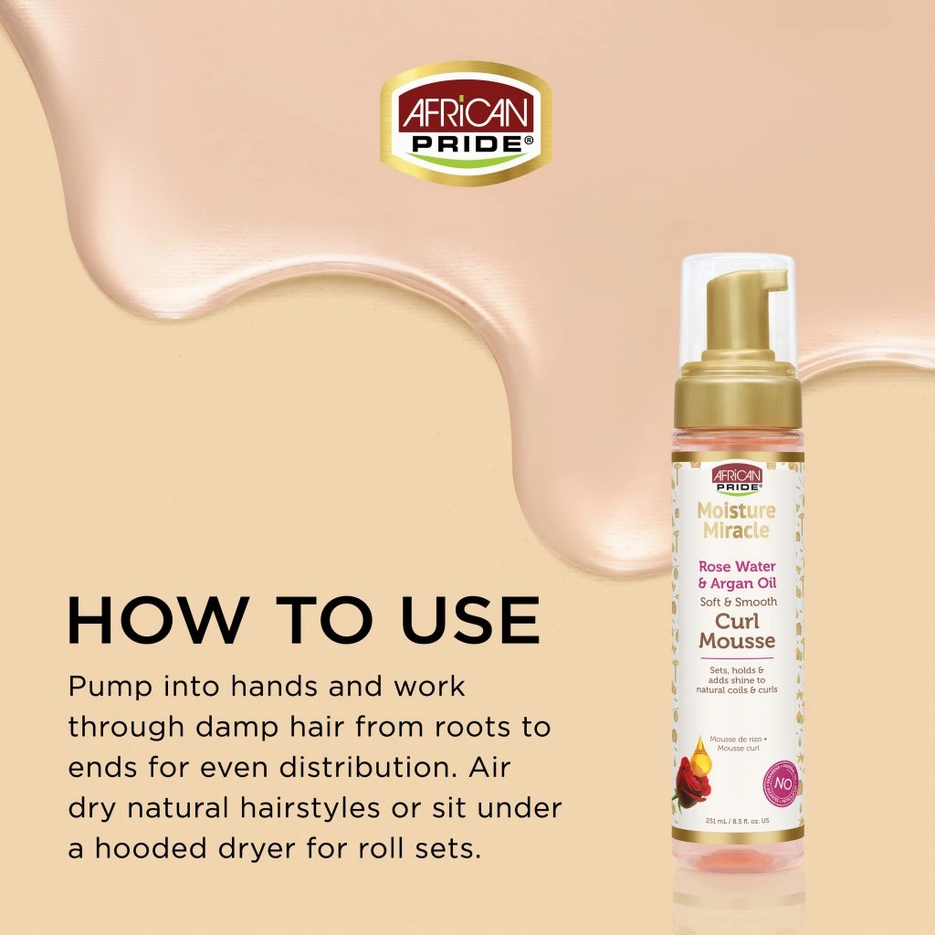 African Pride Moisture Miracle Rose Water & Argan Oil Curl Mousse - 8.5 oz