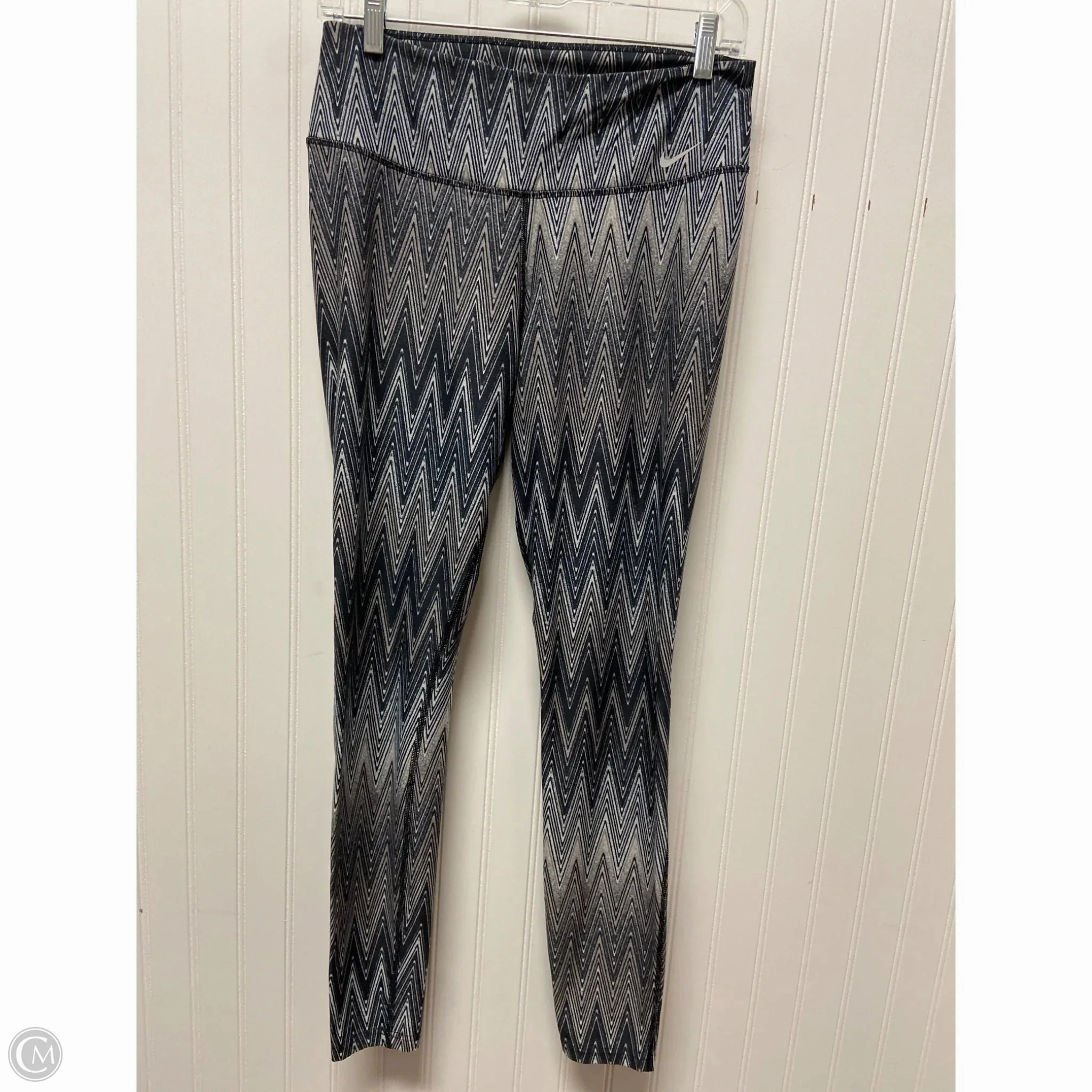 Athletic Leggings By Nike In Black & Cream, Size: M