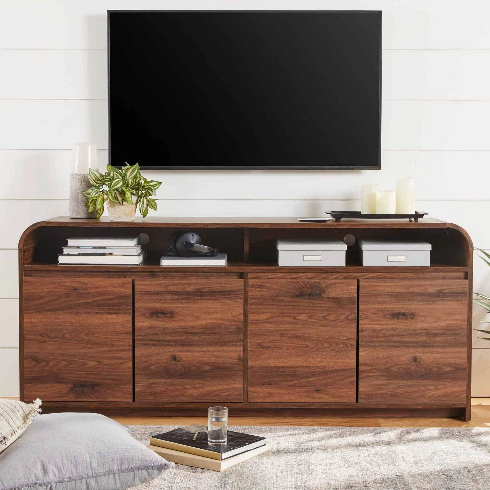 Better Homes & Gardens BHS436249972008 Juliet Curved TV Stand For TVs up to 75", Walnut Finish