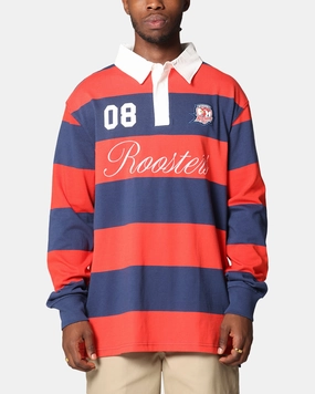 Bleacher Athletic Sydney Roosters NRL Stripe Rugby Polo Shirt Official Team Colour