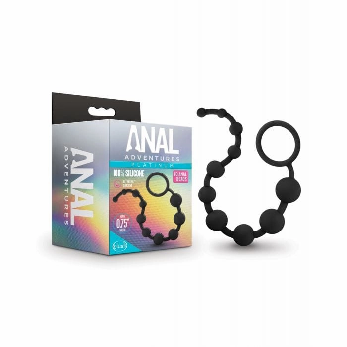 Blush Novelties - Anal Adventures Platinum Silicone 10 Anal Beads (Black)