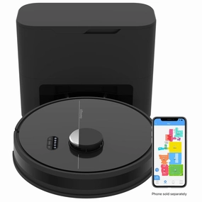 bObsweep PET24-7-213 Dustin Wi-Fi Connected Self-Emptying Robot Vacuum and Mop, Black