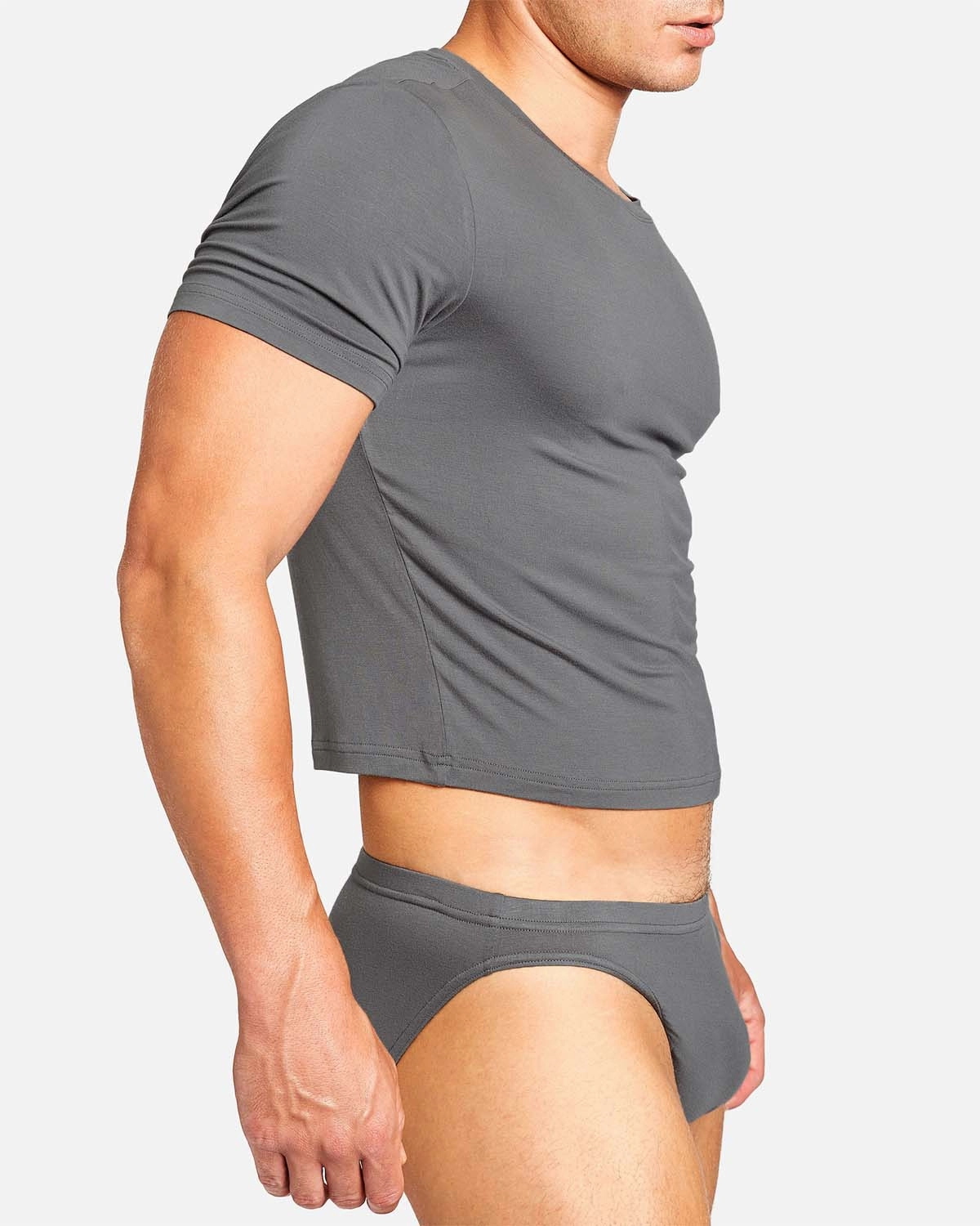 Body Bamboo Crop Tee - Gunmetal