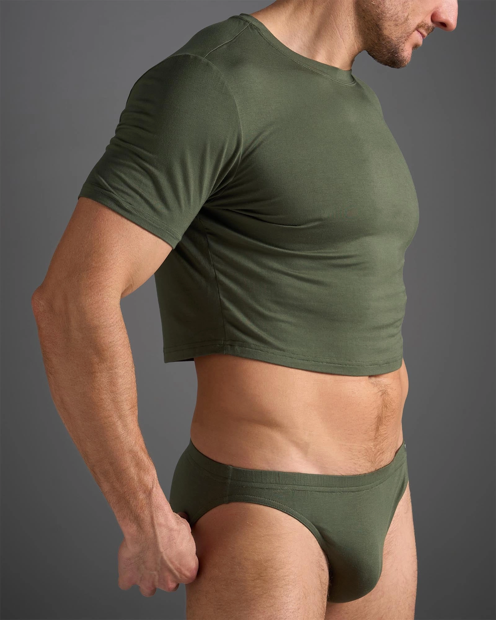 Body Bamboo Crop Tee - Olive Green