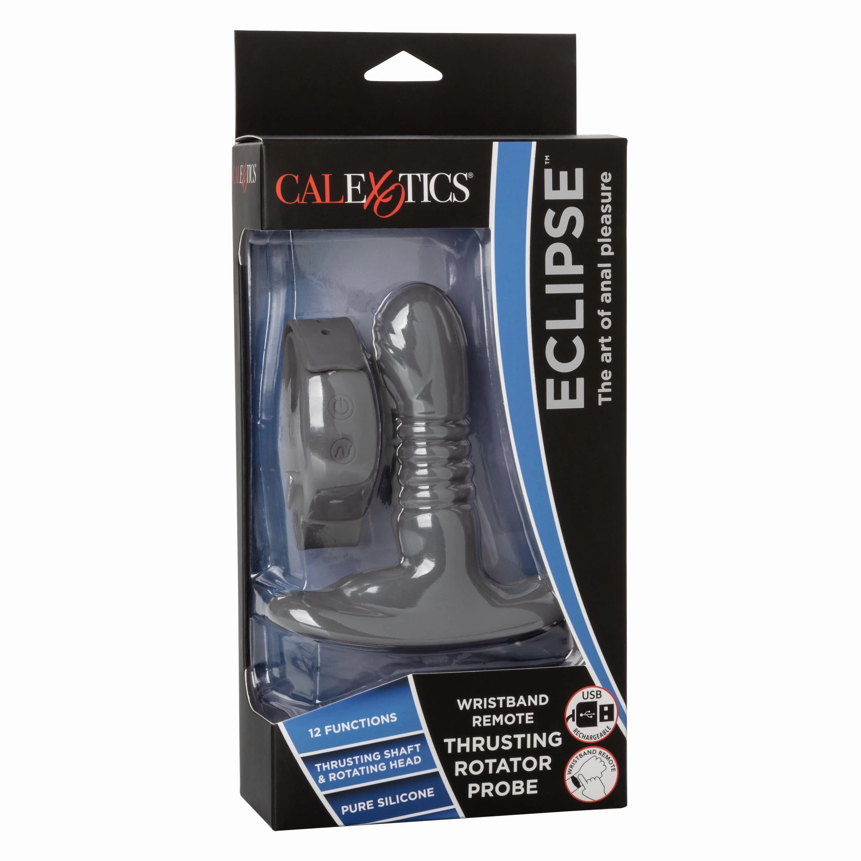 California Exotics - Eclipse Wristband Remote Thrusting Rotator Probe Anal Plug (Black)