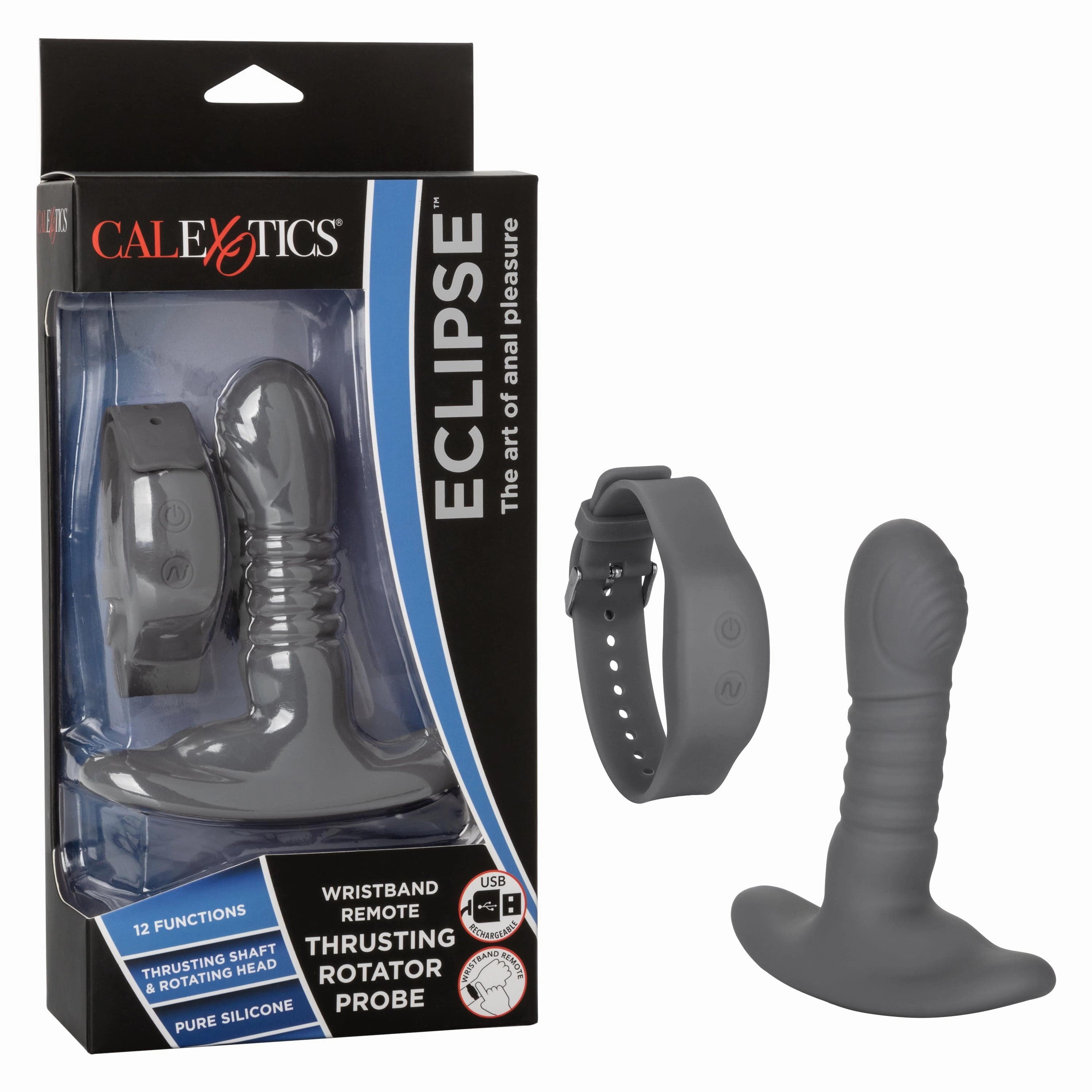 California Exotics - Eclipse Wristband Remote Thrusting Rotator Probe Anal Plug (Black)