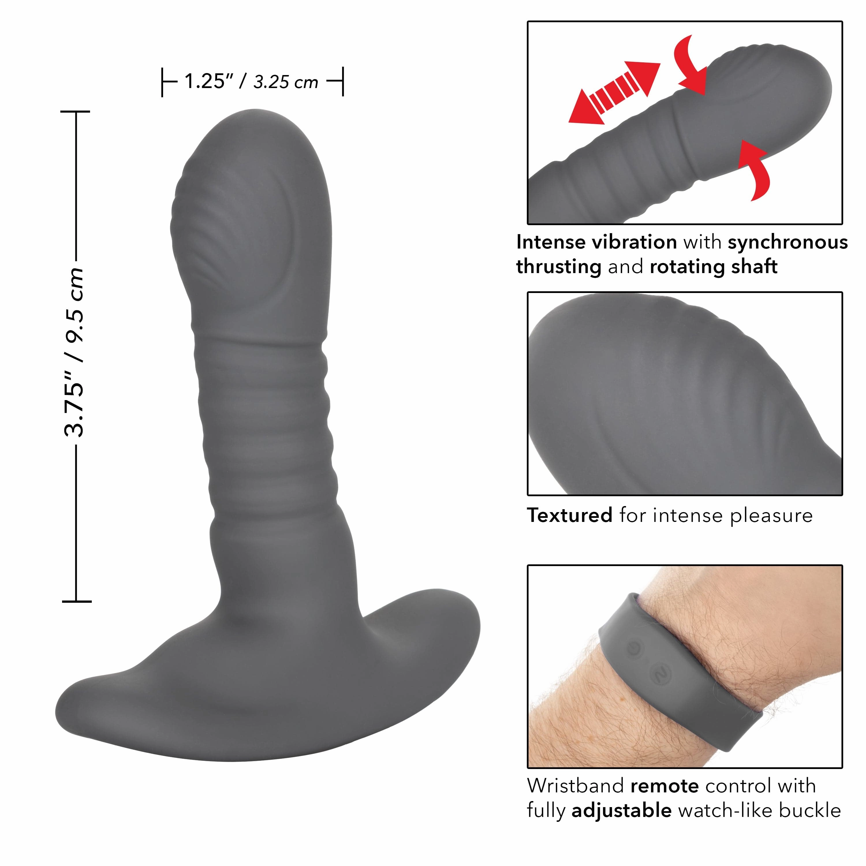 California Exotics - Eclipse Wristband Remote Thrusting Rotator Probe Anal Plug (Black)