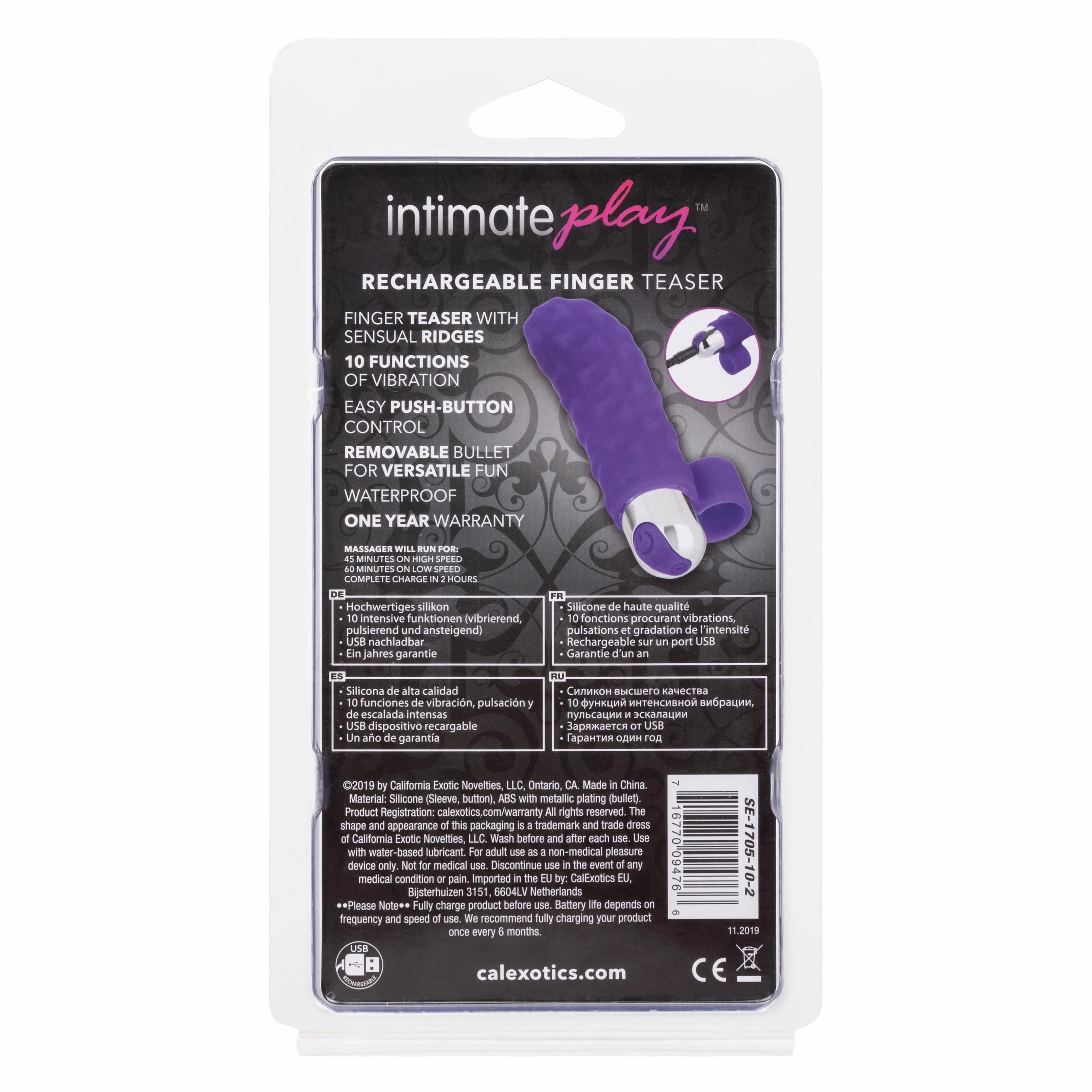 California Exotics - Intimate Play Rechargeable Finger Teaser Clit Massager (Purple)