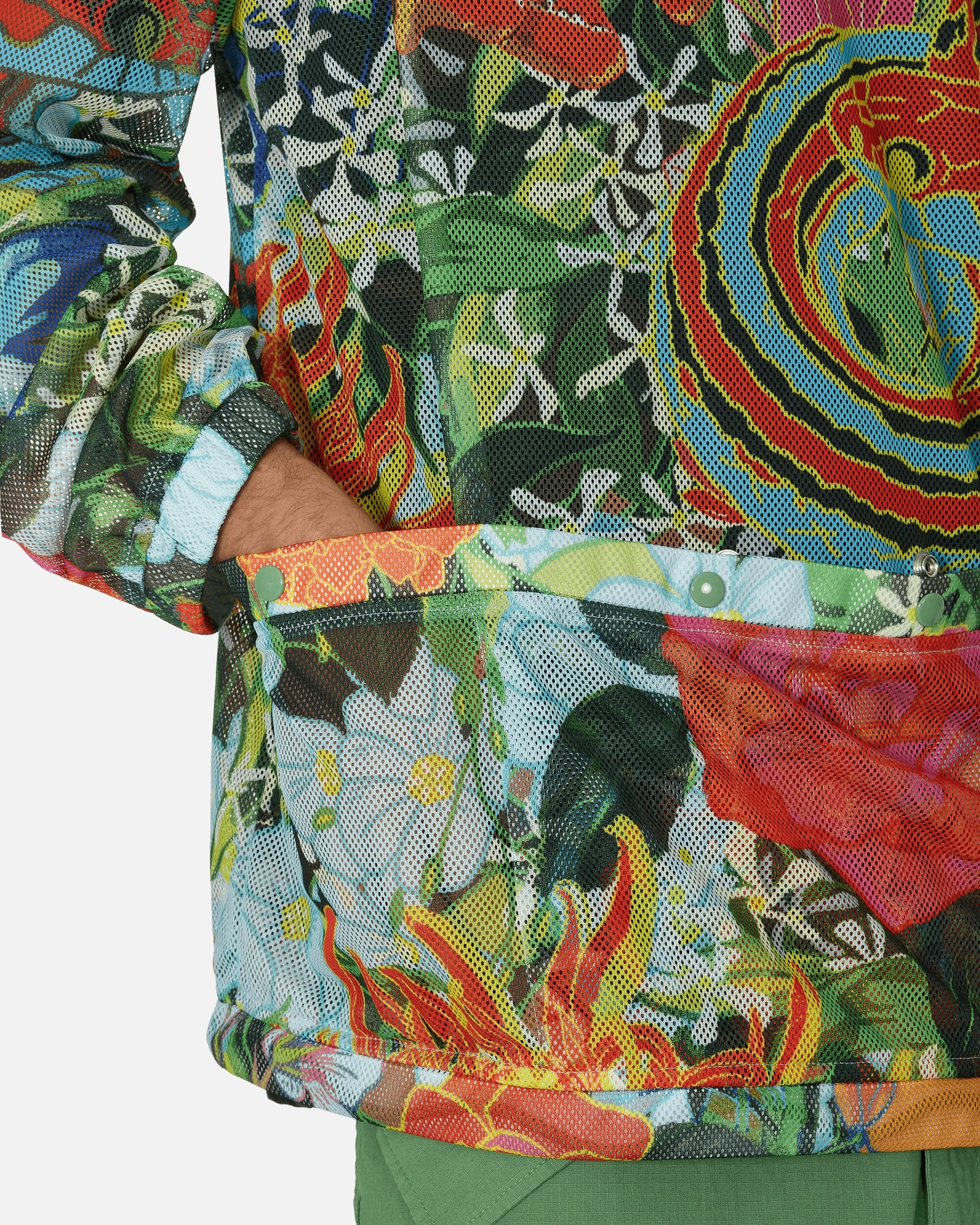 Camo Print Mesh Pullover Hoodie Multicolor