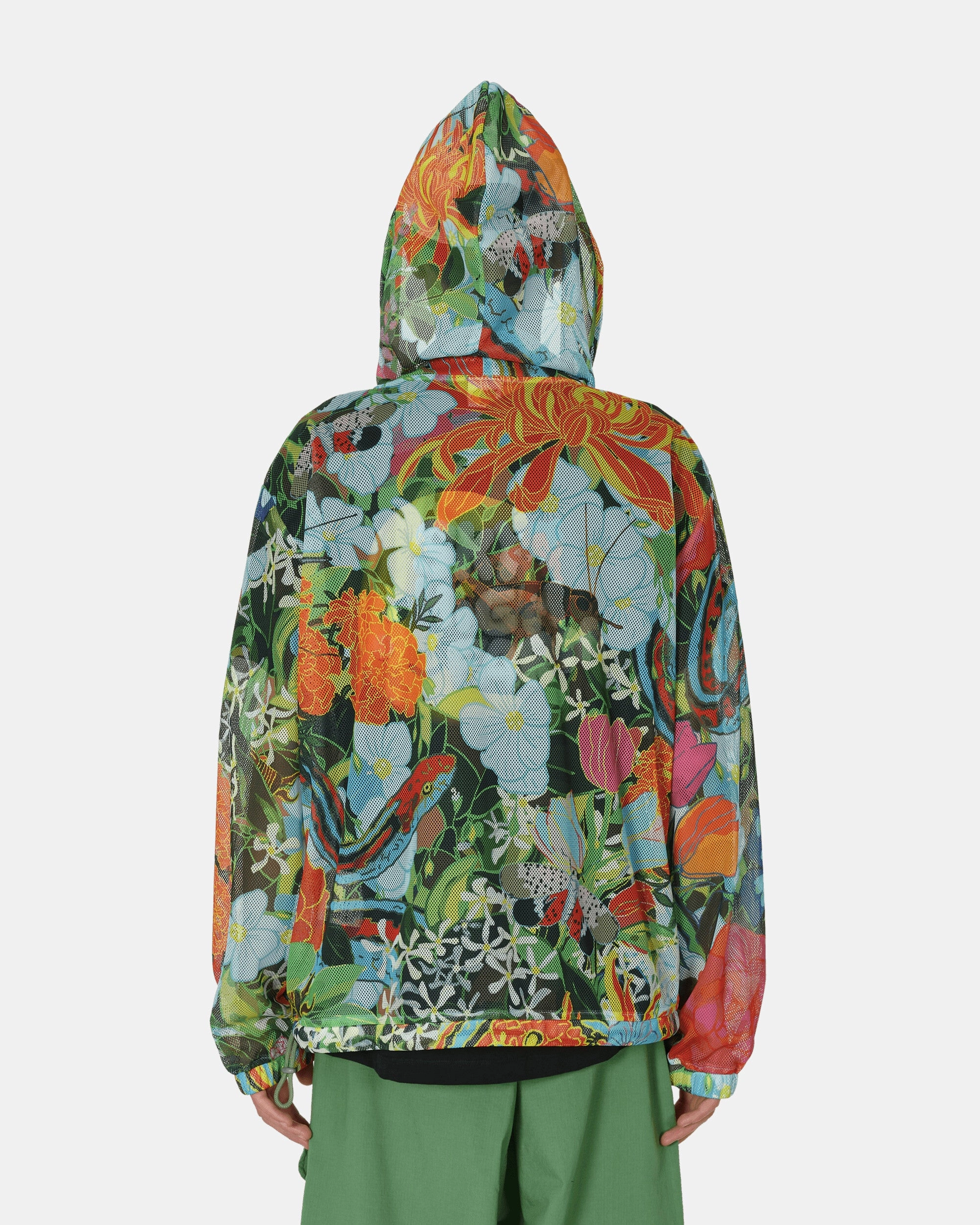 Camo Print Mesh Pullover Hoodie Multicolor