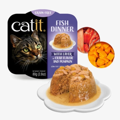 Catit Fish Dinner with Crab Flavor & Pumpkin Grain Free Wet Cat Food