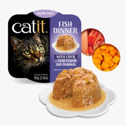 Catit Fish Dinner with Crab Flavor & Pumpkin Grain Free Wet Cat Food