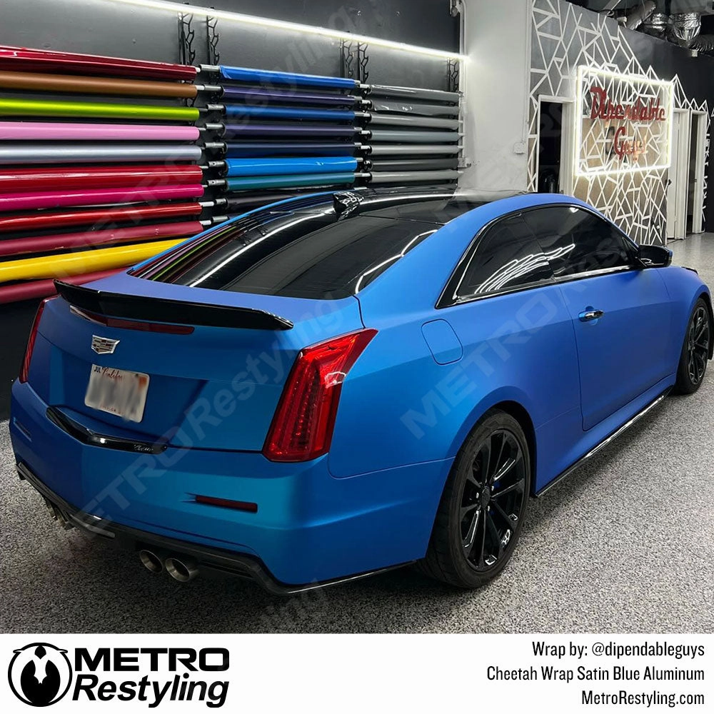 Cheetah Wrap Satin Blue Aluminum Vinyl Wrap