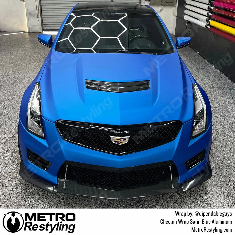 Cheetah Wrap Satin Blue Aluminum Vinyl Wrap