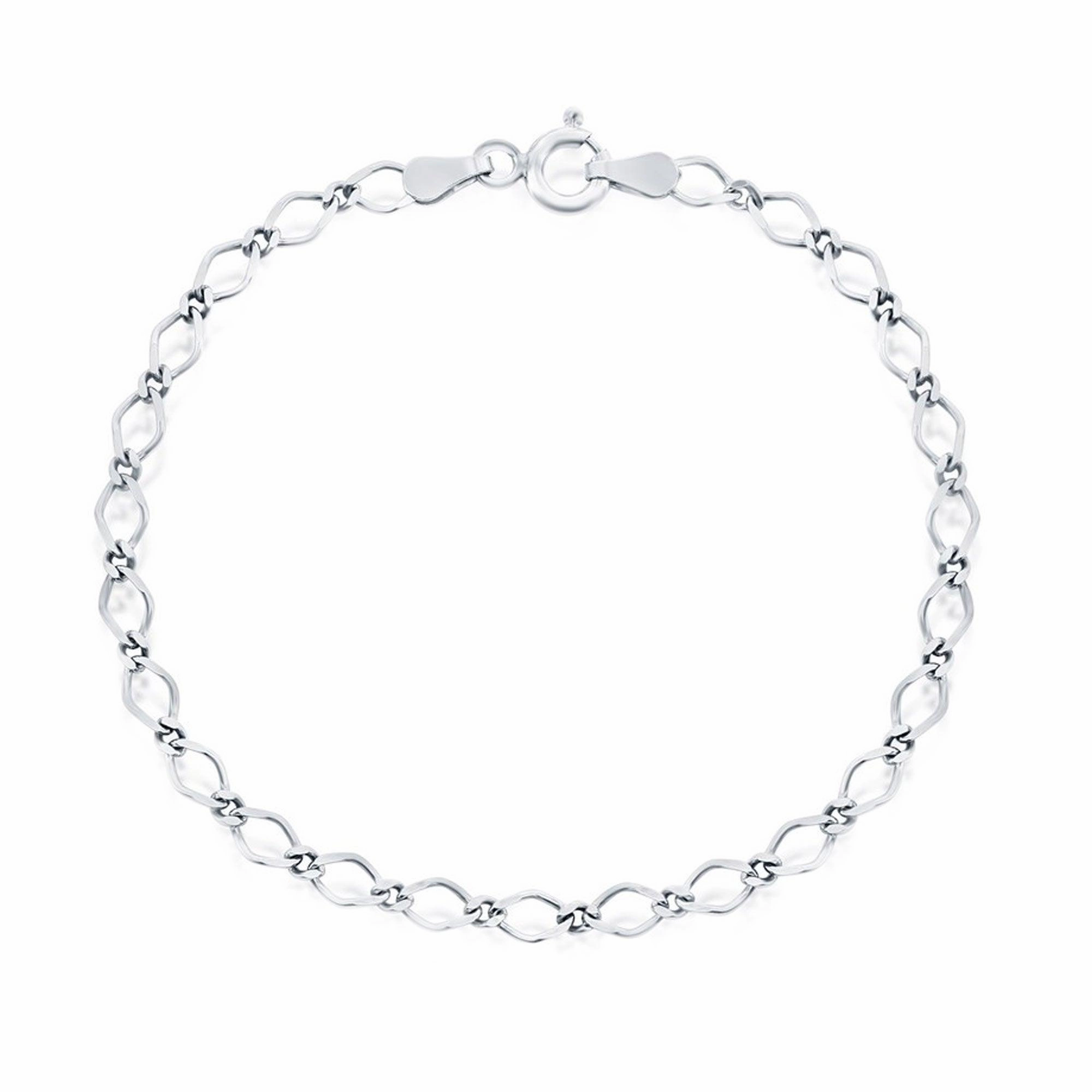 Classic Women's Bracelet - Sterling Silver Flat Linked Spring Clasp, 7 Inch | Q-5342-7