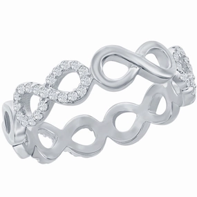 Classic Women's CZ and Polished Infinity Ring - W-2725
