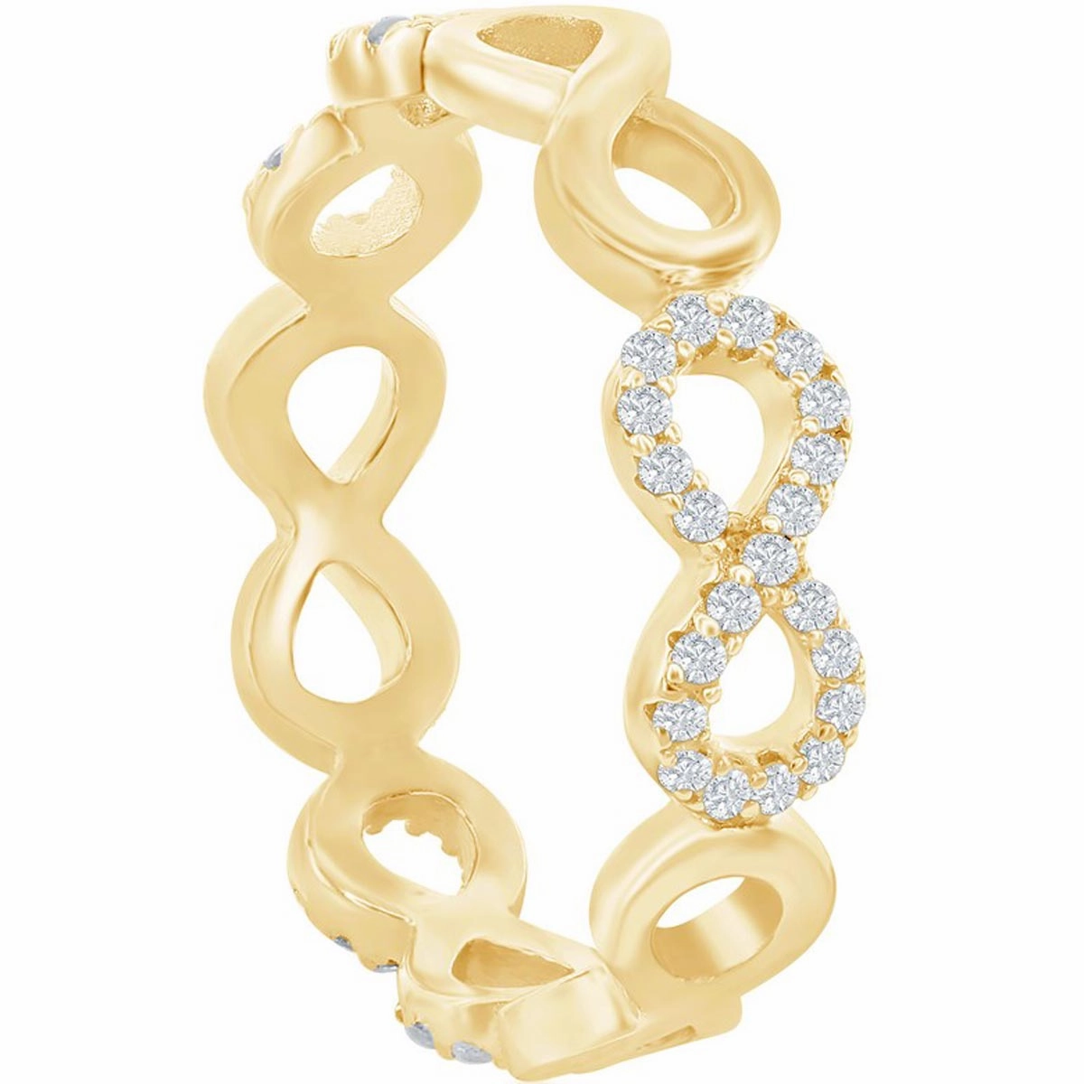 Classic Women's Gold Plated CZ and Infinity Ring - W-2736