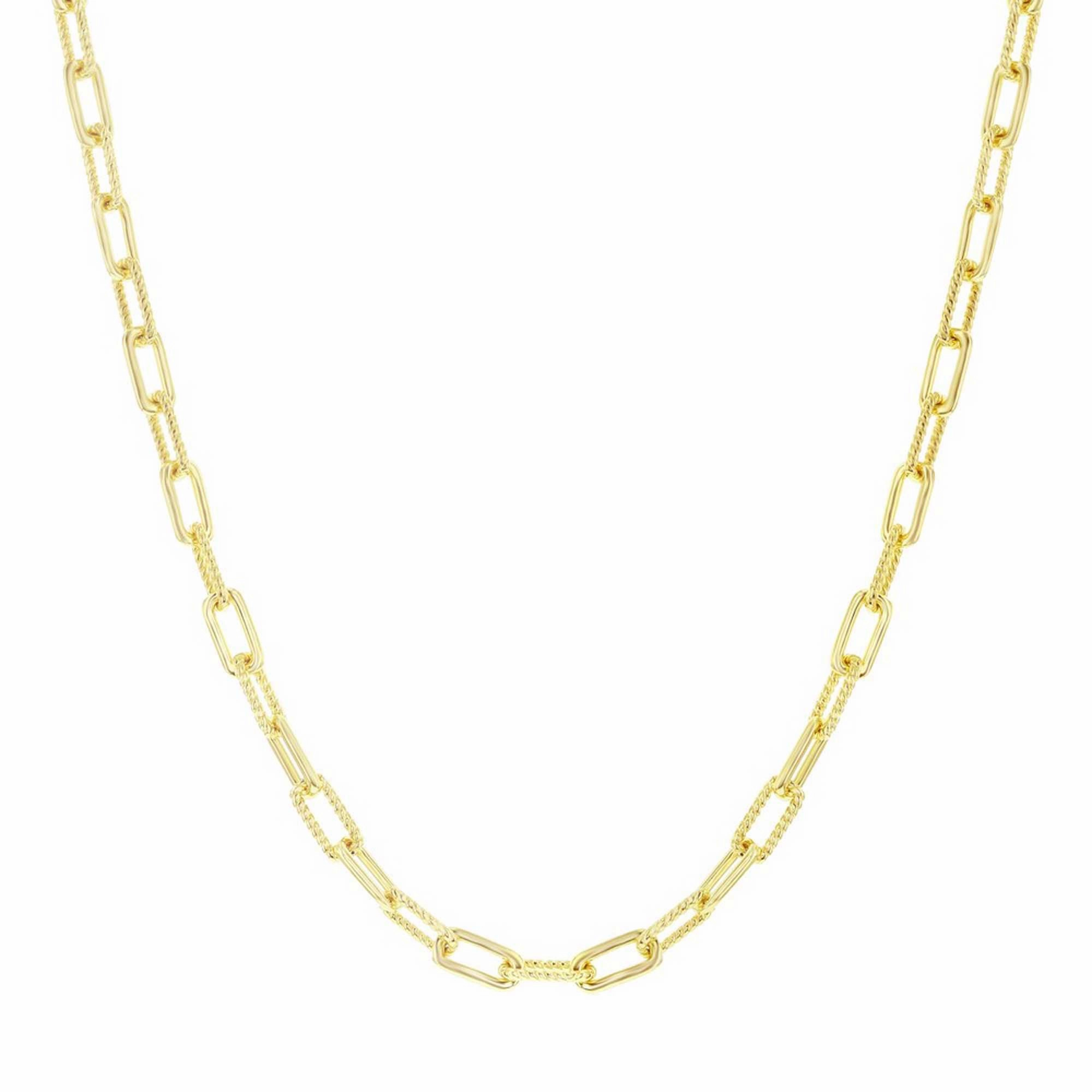 Classic Women's Necklace - YG Plated Sterling Rope Design Paperclip | L-4376-GP