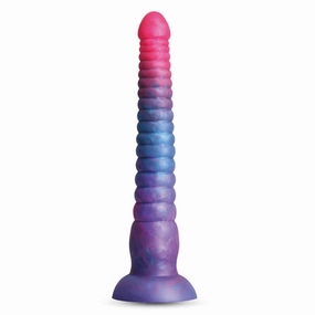 Colours Stacked 9" Ribbed Liquid Silicone Dildo With Suction Cup