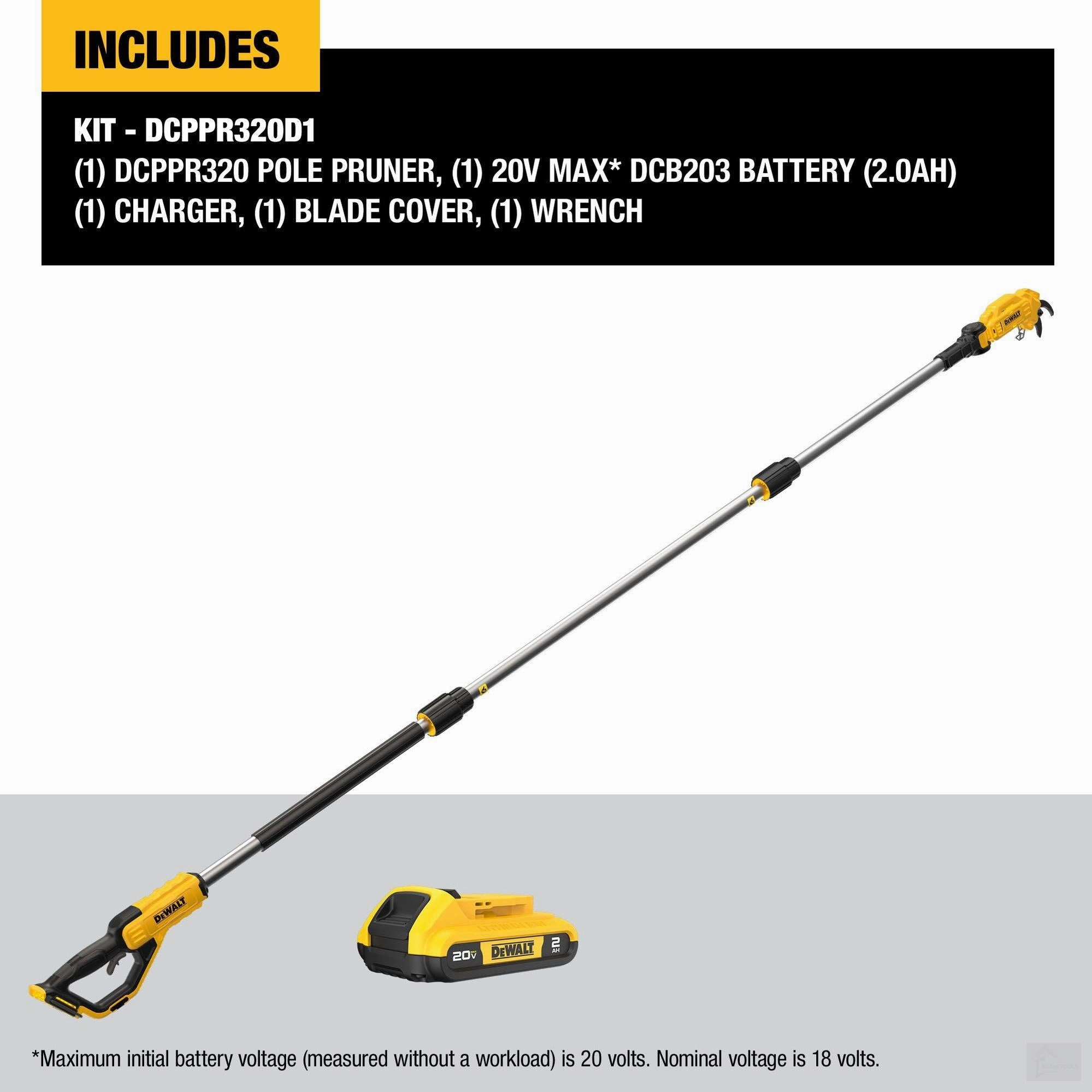 Dewalt 20V MAX* Cordless Pole Pruner Kit (DCPPR320D1)