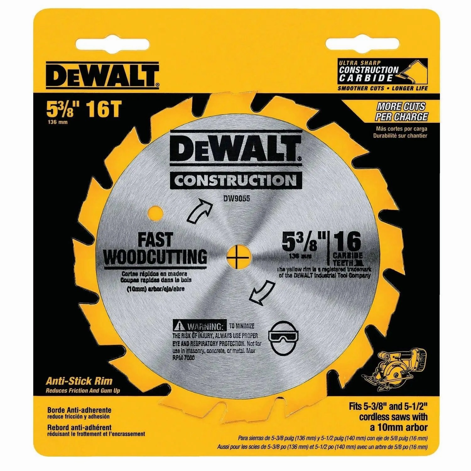 DEWALT DW9055-5-3/8-Inch Circular Saw Blade, Carbide, 16-Tooth