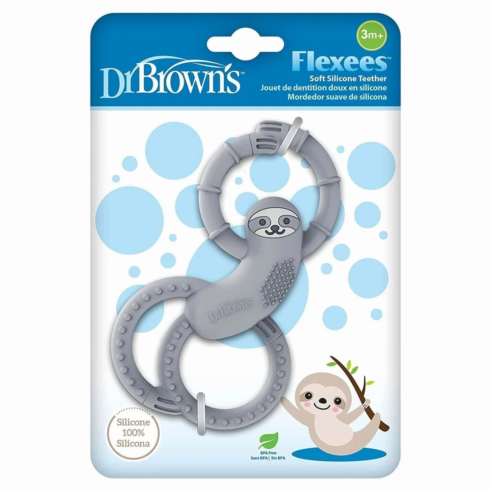 Dr. Brown's Sloth Long Limbed Teether 3  months - Blue