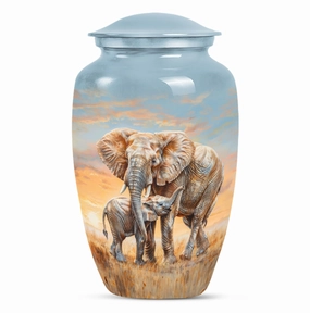 Elephant Family Tribute - Mom Memorial Large Cremation Urn