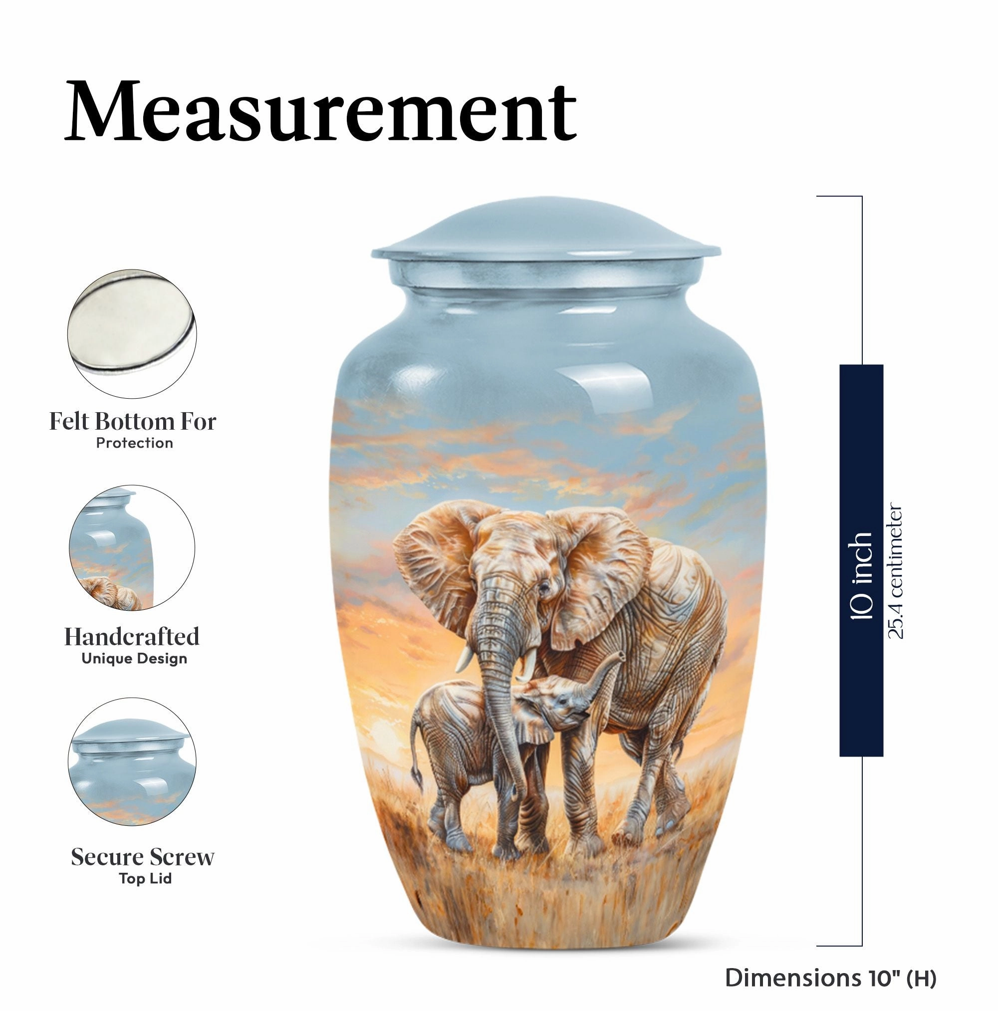 Elephant Family Tribute - Mom Memorial Large Cremation Urn