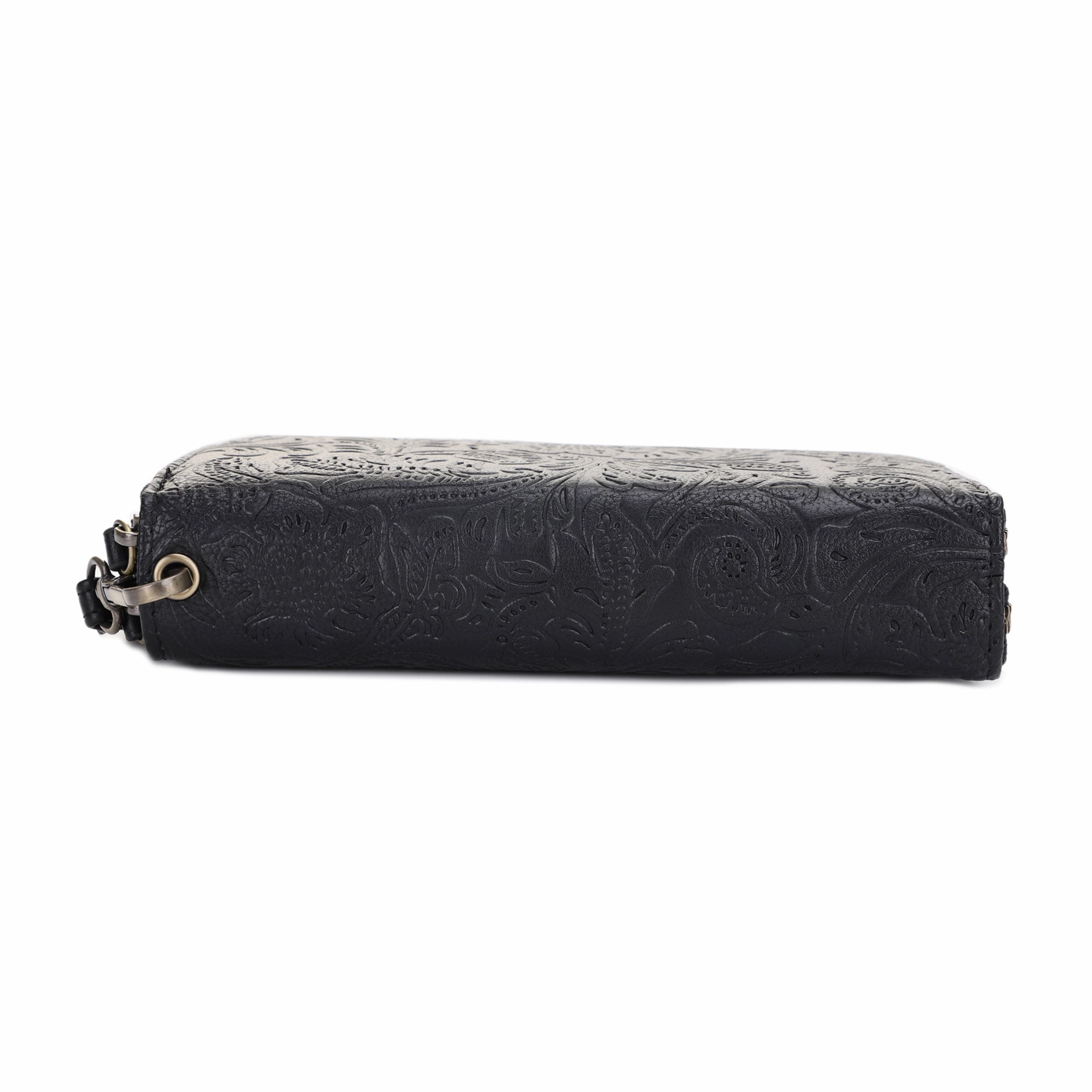 Filly Flora Embossed Wallet with Wrist Strap