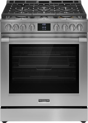 Frigidaire Professional Smudge-Proof® Stainless Steel 30" Front Control Gas Range with Total Convection (6 Cu. Ft) - PCFG3080AF
