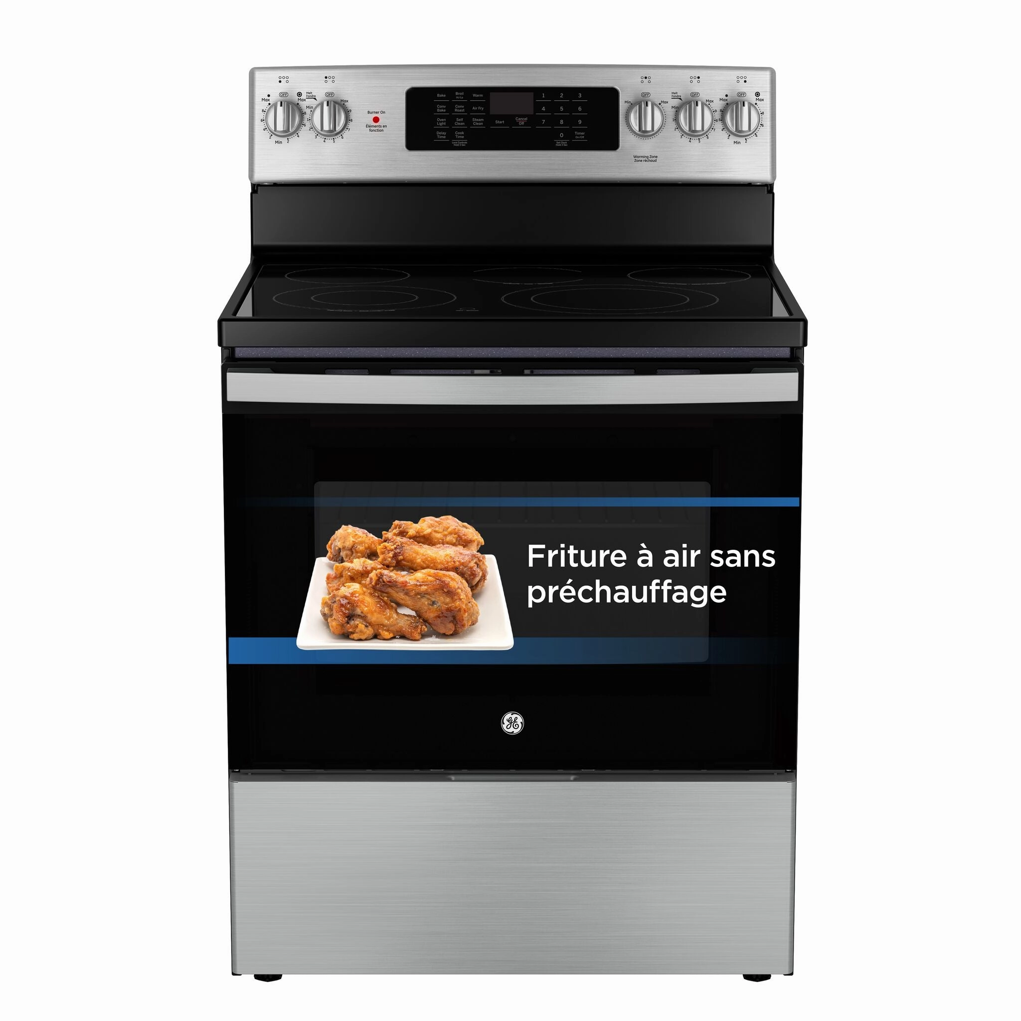 GE Stainless Steel Free-Standing Electric Convection Range with No-Preheat Air Fry (5.0 cu.ft) - JCB840STSS
