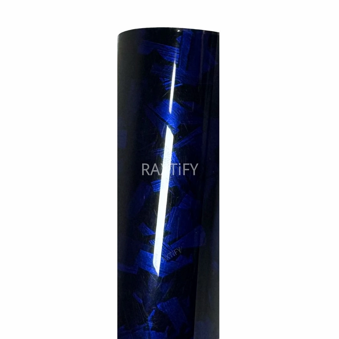 Gloss Black Blue Forged Carbon Fiber Vinyl Wrap