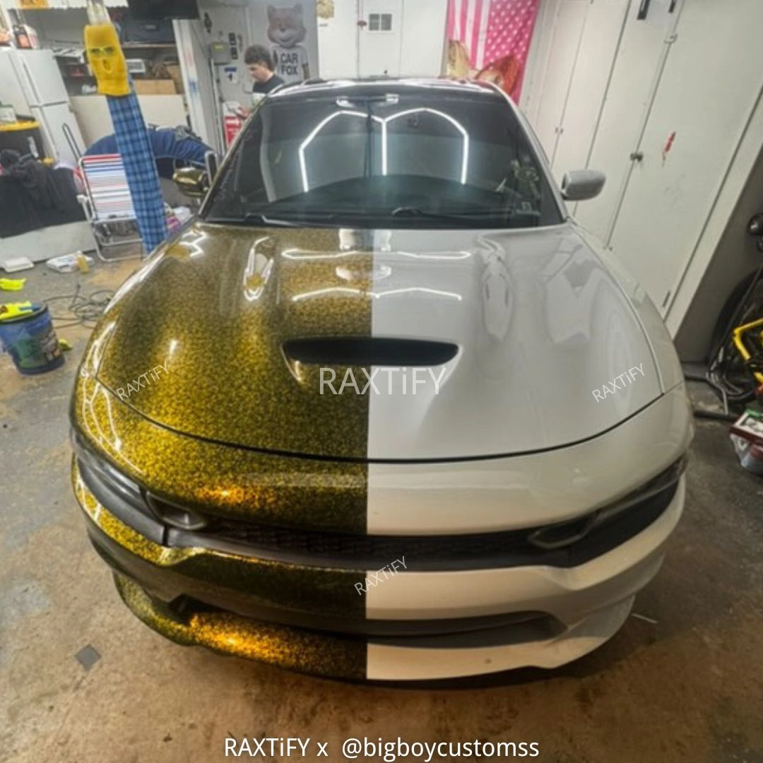 Gloss Black Gold Mini Forged Carbon Fiber Vinyl Wrap