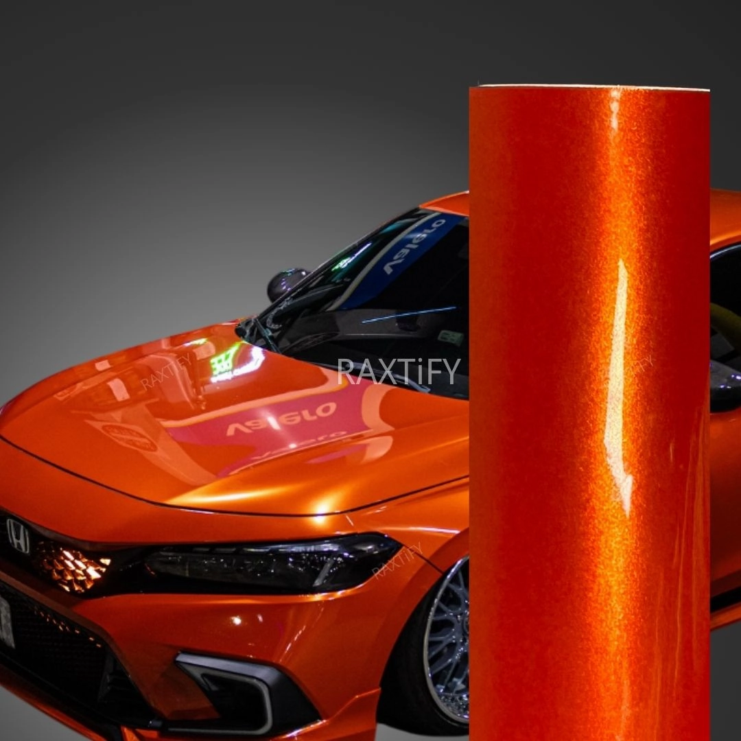 Gloss Metallic Lava Orange Vinyl Wrap