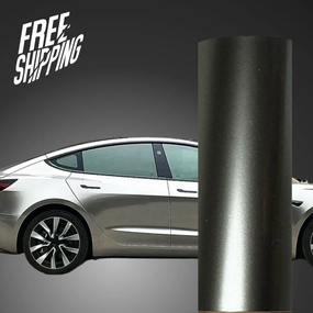 Gloss Metallic Liquid Chrome Gray Car Wrap