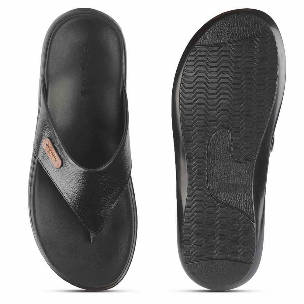 Healers Casual Black Slipper For Men MDL-05 By Liberty