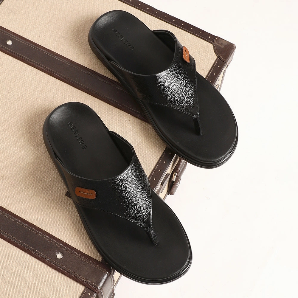 Healers Casual Black Slipper For Men MDL-05 By Liberty