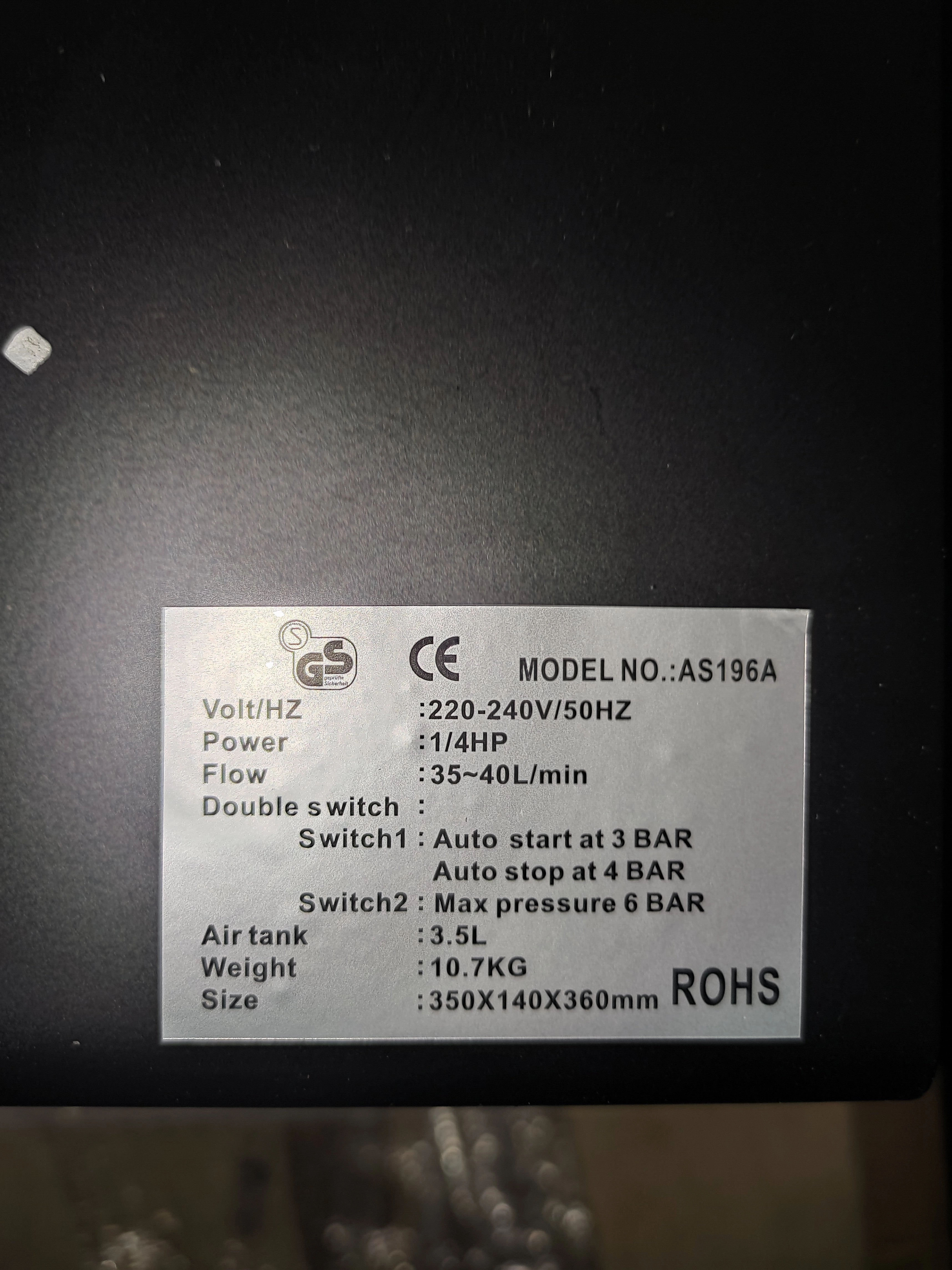 HYMAIR 240V 50Hz Mini Compressor (Twin Cylinder) | Model: AS196A
