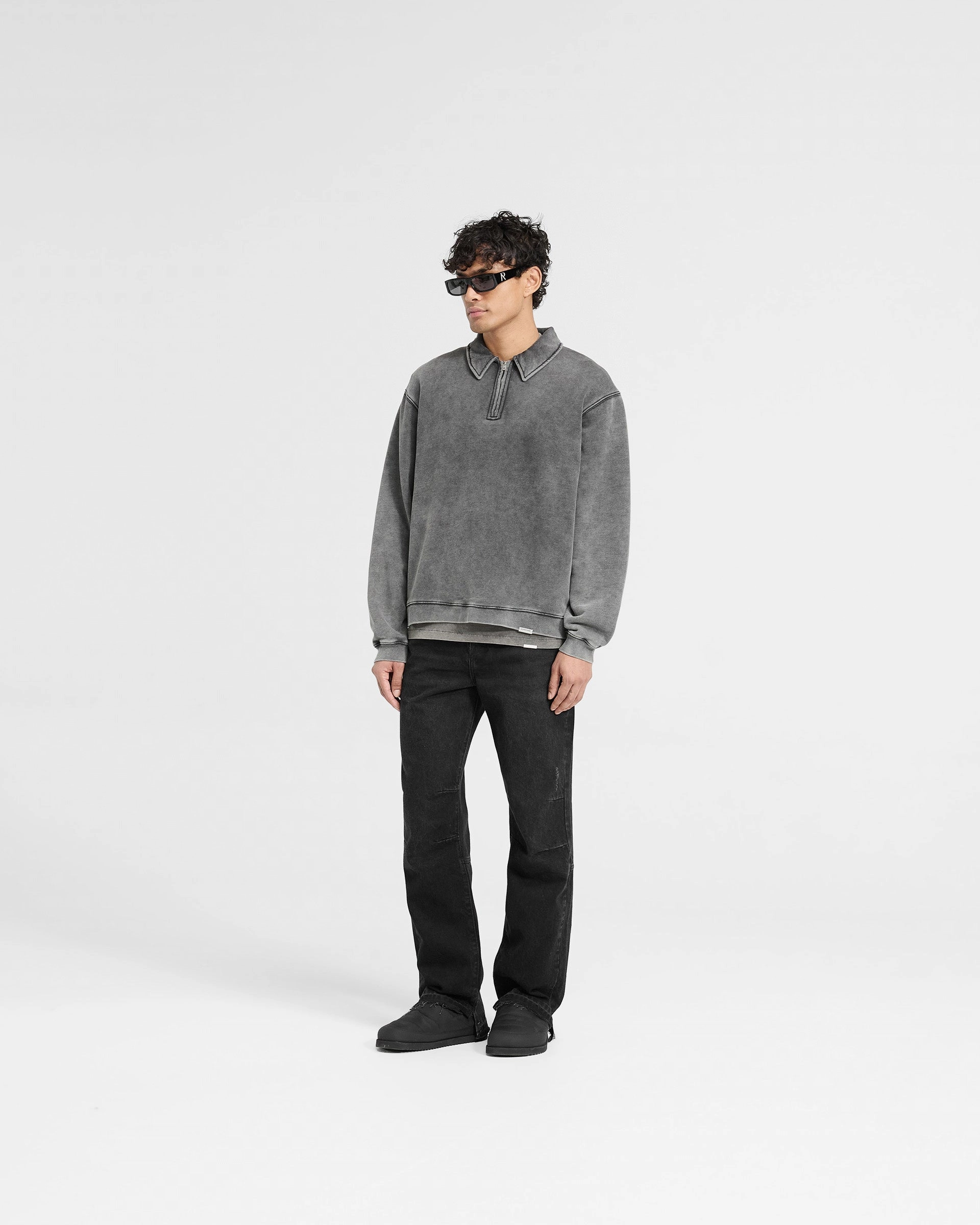 Initial Boxy Quarter Zip - Vintage Grey