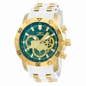 Invicta 23422 Men's Pro Diver Green & Gold Dial Steel & Silicone Strap Chronograph Watch