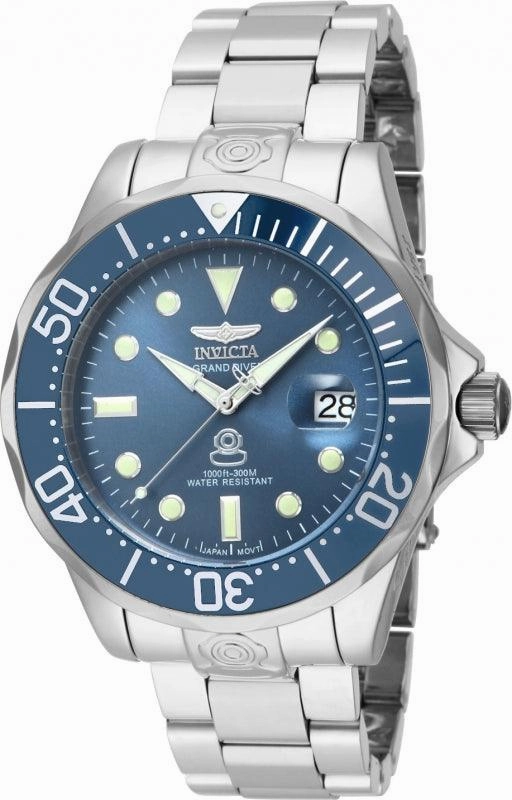 Invicta Men's Automatic Watch - Grand Diver Steel Bracelet Blue Dial Date | 16036