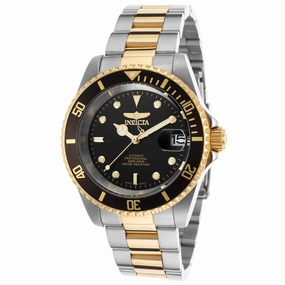 Invicta Men's Automatic Watch - Pro Diver Black Dial Two Tone Yellow Bracelet | 8927C