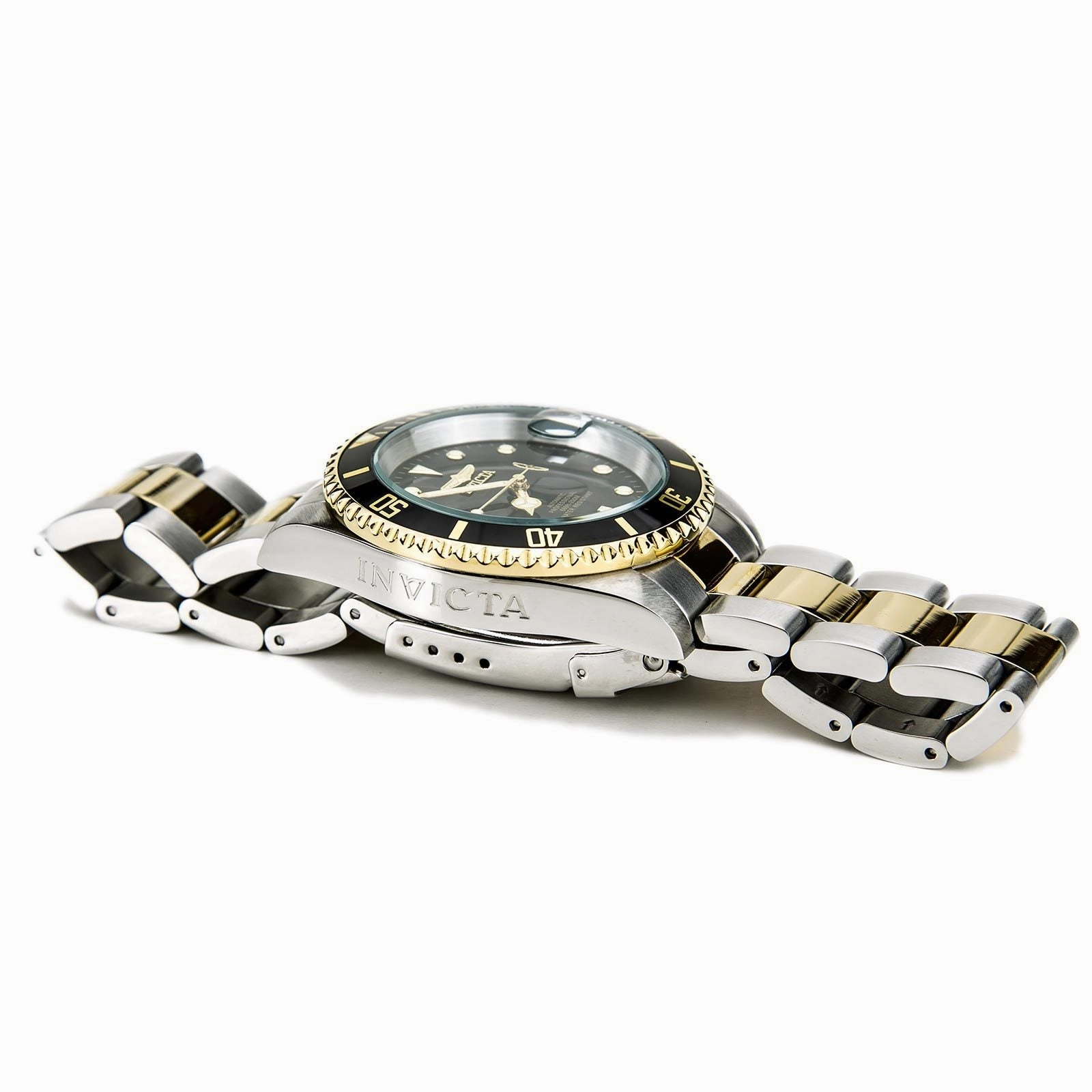 Invicta Men's Automatic Watch - Pro Diver Black Dial Two Tone Yellow Bracelet | 8927C