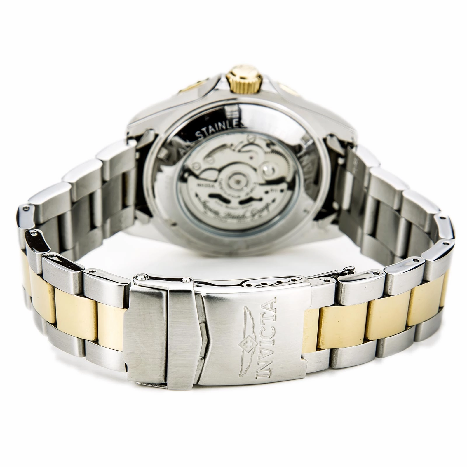Invicta Men's Automatic Watch - Pro Diver Black Dial Two Tone Yellow Bracelet | 8927C